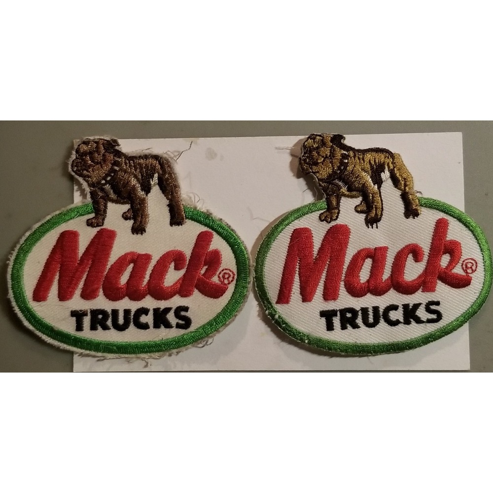 Lot Of Two Mack Trucks Trucking Transportation Company Logo Patch Left Facing